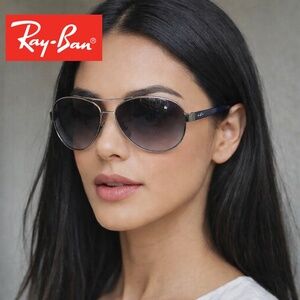Ray-Ban RB3386 Aviator Sunglasses – Unisex Gunmetal / Gray Gradient / Blue Arms